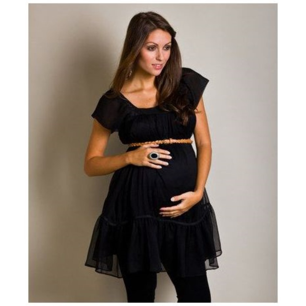 MOM2MOM Black Chiffon Tunic Maternity Dress [F3] - Picture 6 of 6